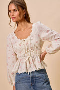 SO ME Floral Lace Trim Blouse