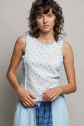 POL Seam detail Floral Ribbed Tank