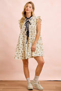 BiBi Floral Dress With Ruffles And Front Tie