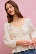 SO ME Floral Lace Trim Blouse