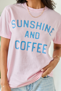 Sunshine And Coffee Light Pink Comfort Colors Graphic Tee