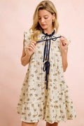 BiBi Floral Dress With Ruffles And Front Tie