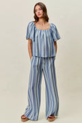 SO ME Stripe Wide Leg Pull On Pants