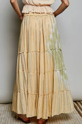 POL Shimmer Tiered Reverse Ruffle Maxi Skirt