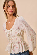 SO ME Floral Lace Trim Blouse