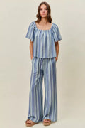 SO ME Stripe Wide Leg Pull On Pants