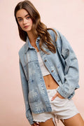 BiBi Printed Washed Denim Jacket