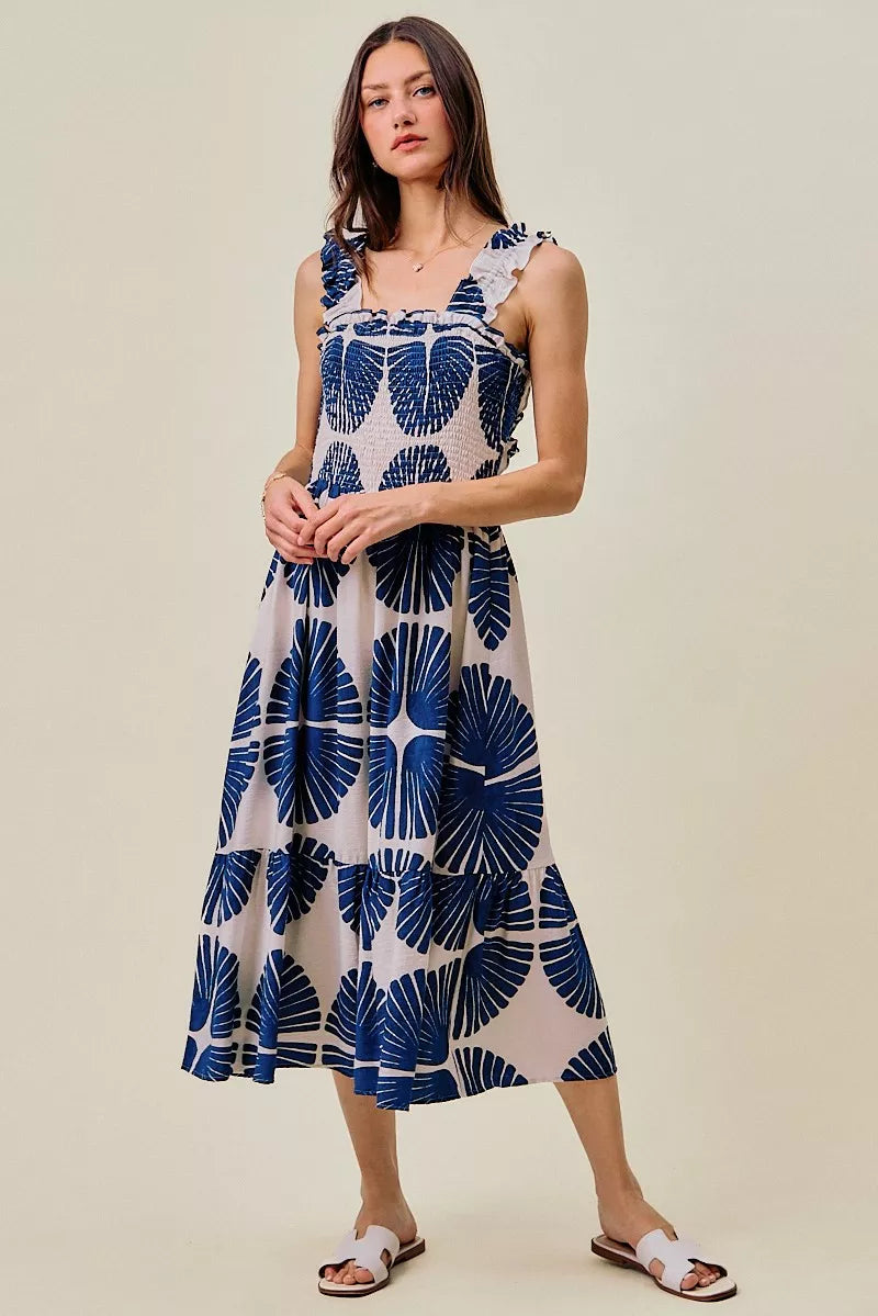 SO ME Abstract Print Midi Dress