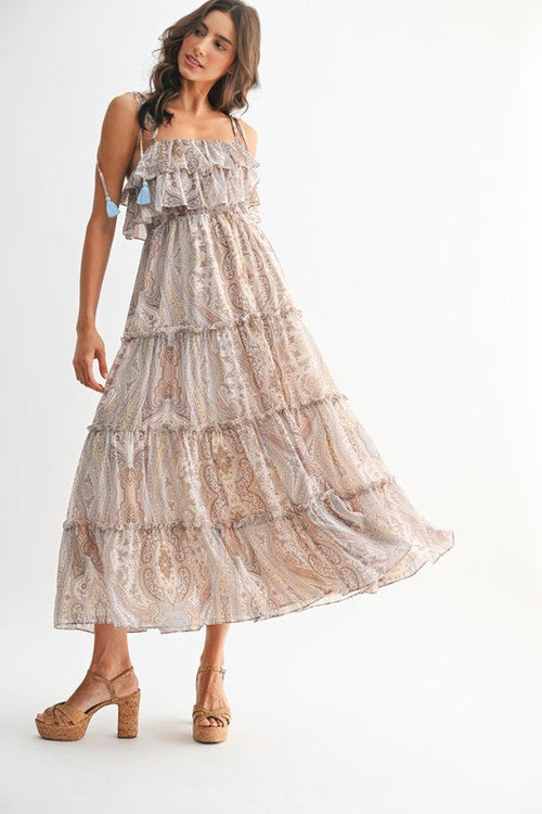 Boho Paisley Tiered Maxi Dress