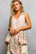 POL Ribbed Tank with Woven Print Patch