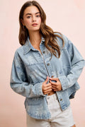 BiBi Printed Washed Denim Jacket