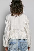 POL Lace Long Balloon Sleeve Top