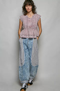 POL Eyelet Embroidery Pintuck Blouse