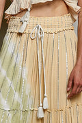 POL Shimmer Tiered Reverse Ruffle Maxi Skirt