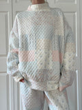 Shades Of Blue Quilted Pastel Mockneck Sweatshirt