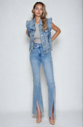 Victorian Charm Ruffle Denim Vest