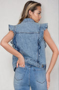 Victorian Charm Ruffle Denim Vest