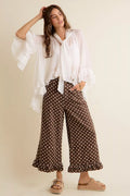 SO ME Sheer Ruffle Bell Sleeves Bow Tie Flowy Blouse Top