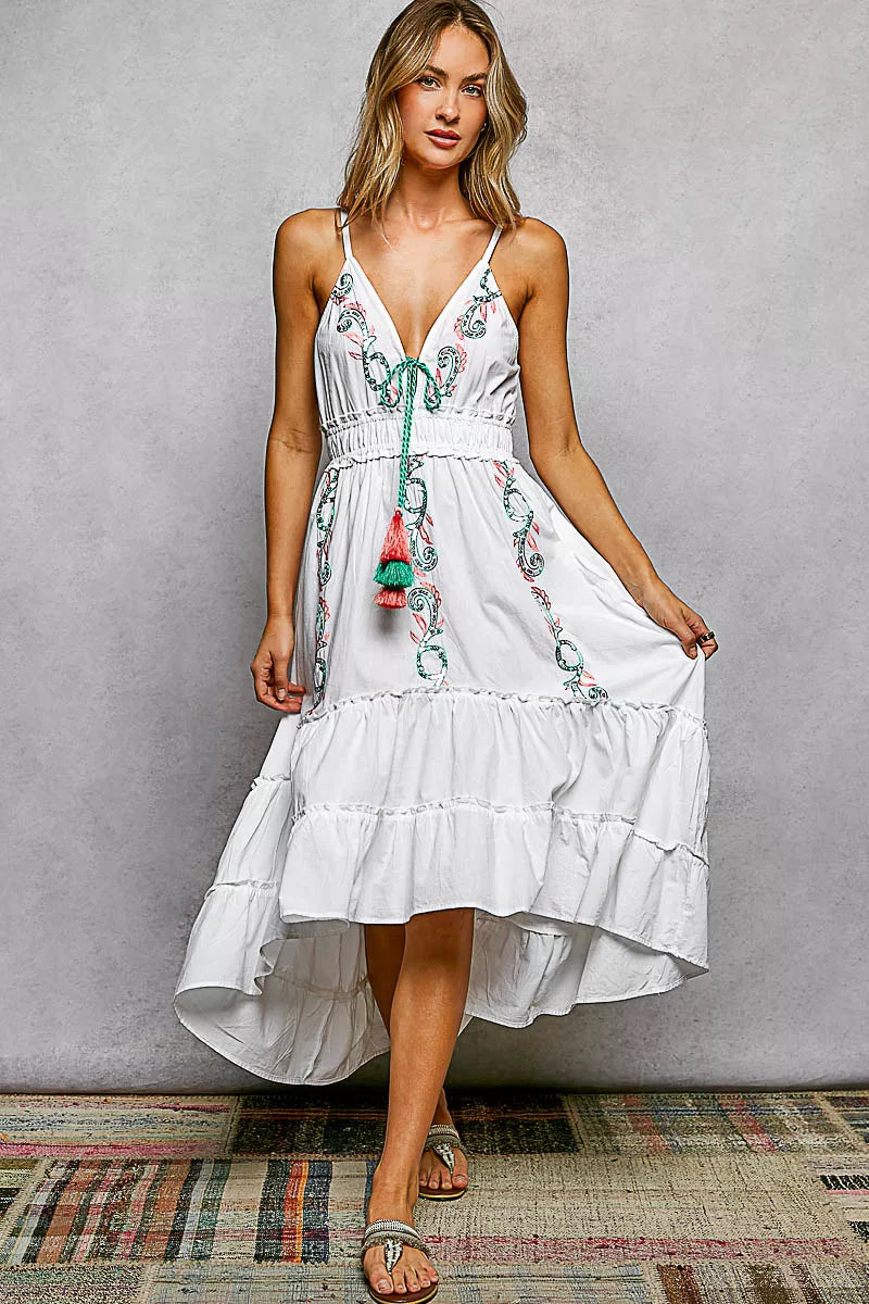 POL Tassel Tie Midi Dress