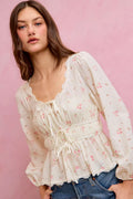 SO ME Floral Lace Trim Blouse