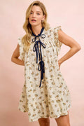 BiBi Floral Dress With Ruffles And Front Tie