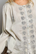 POL Embroidered Button Front Shirt