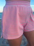 Dark Pink and White Big Striped Shorts
