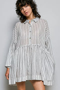POL Striped Relaxed Fit Shirt Dress