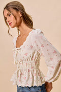 SO ME Floral Lace Trim Blouse