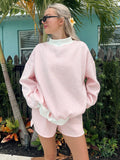 Light Pink and White Big Striped Mockneck Sweatshirt