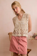 SO ME Summer Crochet Patterned Sleeveless Vest Top