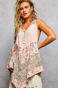 POL Ribbed Tank with Woven Print Patch