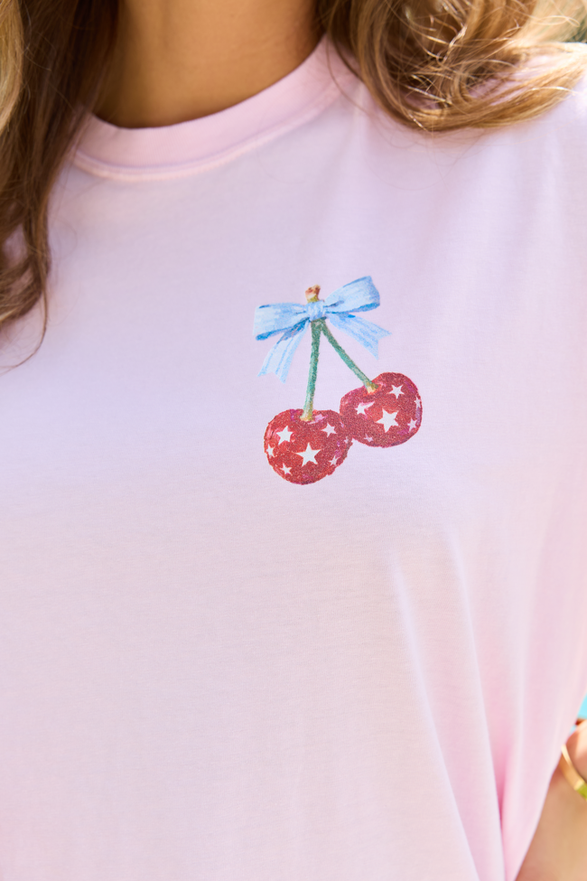 America's Sweetheart Cherry Light Pink Comfort Colors Graphic Tee