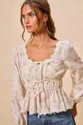 SO ME Floral Lace Trim Blouse
