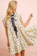BiBi Floral Dress With Ruffles And Front Tie