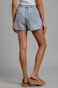 SO ME Washed Denim Wrap Skorts