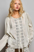 POL Embroidered Button Front Shirt