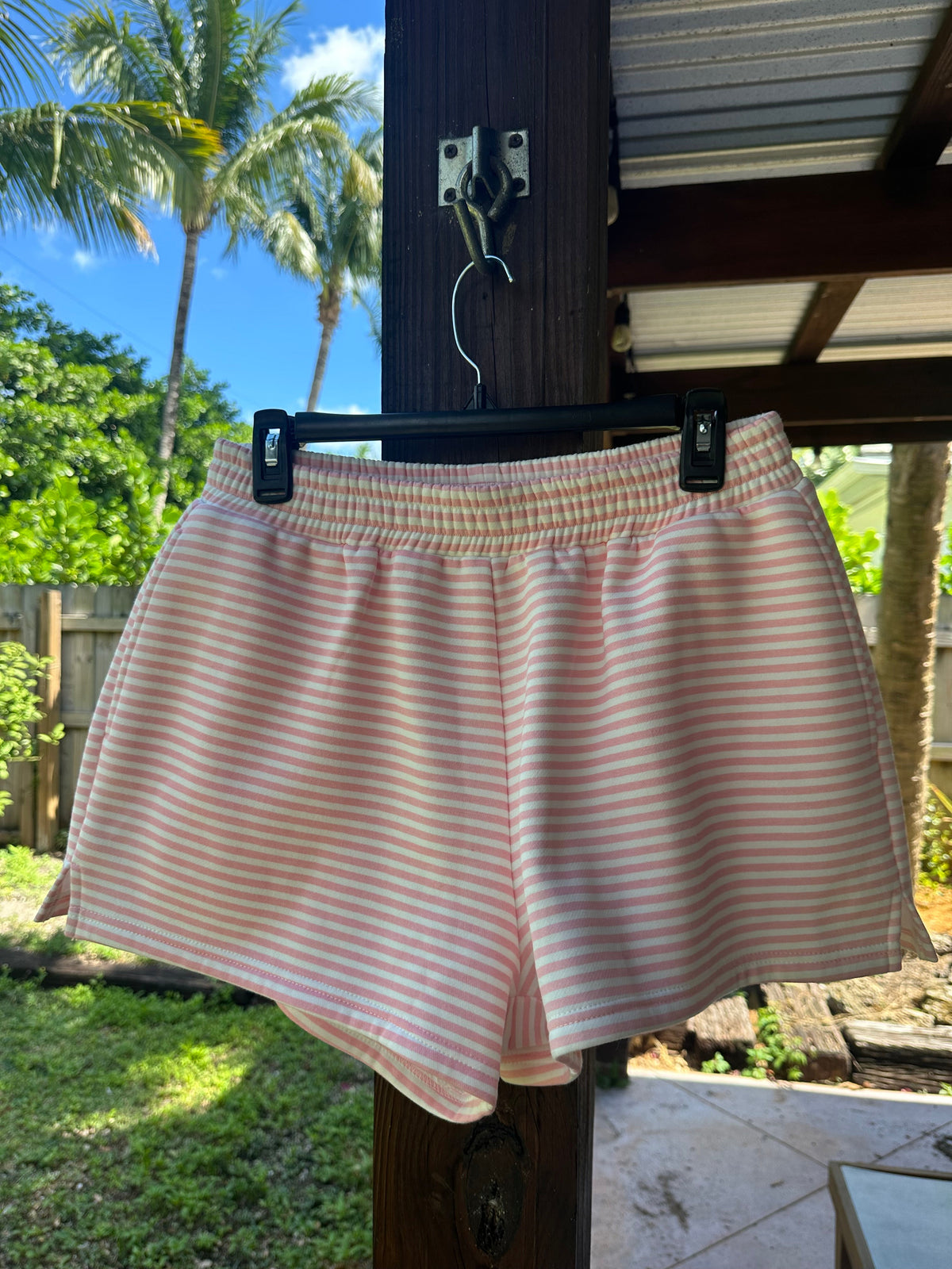 Light Pink and White Big Striped Shorts