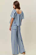 SO ME Stripe Wide Leg Pull On Pants