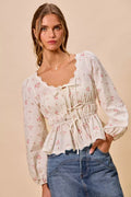 SO ME Floral Lace Trim Blouse