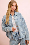 BiBi Printed Washed Denim Jacket
