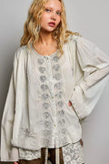 POL Embroidered Button Front Shirt