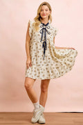 BiBi Floral Dress With Ruffles And Front Tie