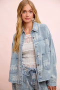 BiBi Printed Washed Denim Jacket