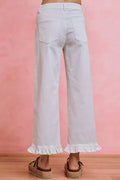 SO ME Ruffled Bottom Mid Rise Jeans