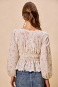SO ME Floral Lace Trim Blouse