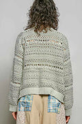 POL Open-Knit Floral Button Cardigan