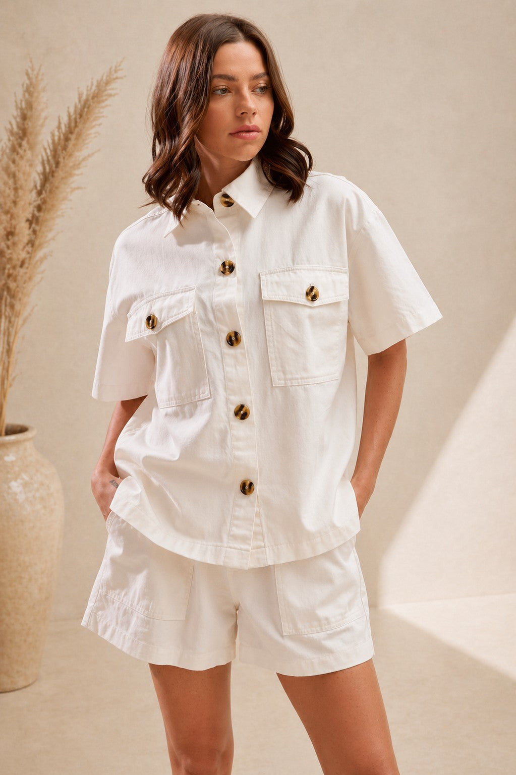 SO ME Denim Top and Shorts Set