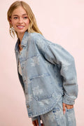 BiBi Printed Washed Denim Jacket