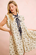 BiBi Floral Dress With Ruffles And Front Tie